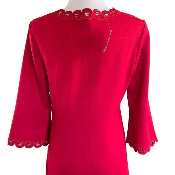 Chico’s Ponte Openwork Trim Dress Red Size 0 Small 4 A-line Cocktail Party - Picture 9 of 16